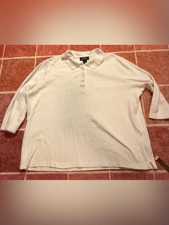 Ralph Lauren Tops - Ralph Lauren Women's White Textured Polo Blouse
